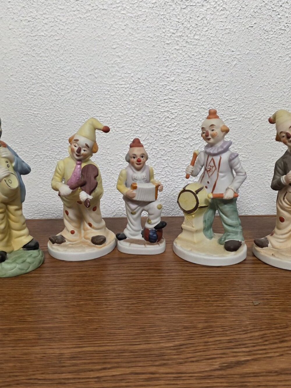 Home Decor - Ceramic Clowns Playing Musical Instruments - Lot of 5